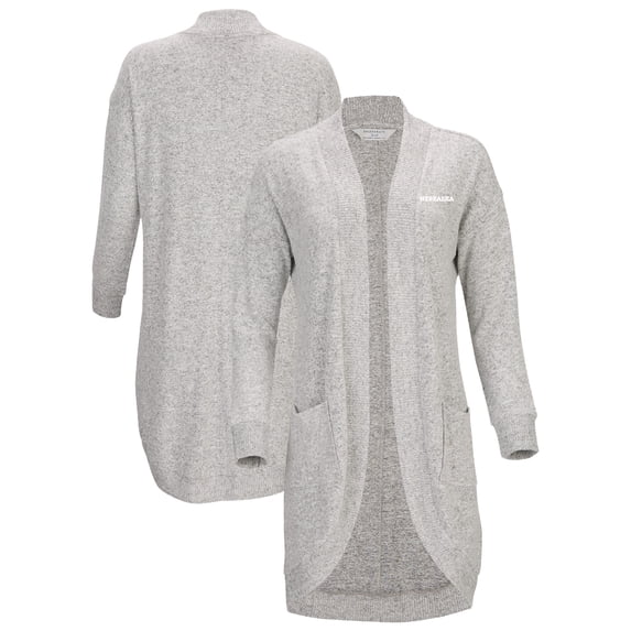 Women's Gray Nebraska Huskers Oversized Cuddle Tri-Blend Cardigan
