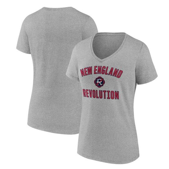 Women's Gray New England Revolution Victory Arch Logo V-Neck T-Shirt