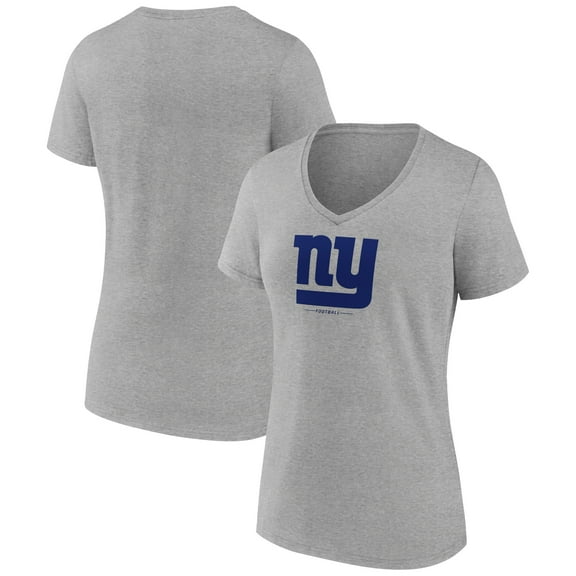 Women's Gray New York Giants Logo Team Lockup V-Neck T-Shirt