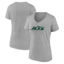 Women's Gray New York Jets Logo Team Lockup V-Neck T-Shirt