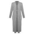 thumbnail image 1 of Women's Gray Oklahoma Sooners Three-Piece Fuzzy Knit Cropped Tank Top, Jogger Pants & Longline Cardigan Set, 1 of 2
