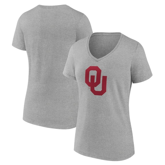 Women's Gray Oklahoma Sooners Team Logo V-Neck T-Shirt