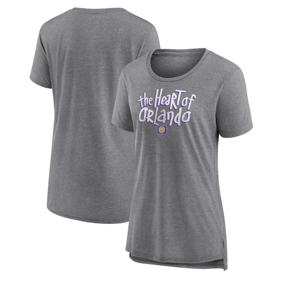Women's Fanatics Heather Gray Orlando City SC Iconic Break It Loose Tri-Blend T-Shirt