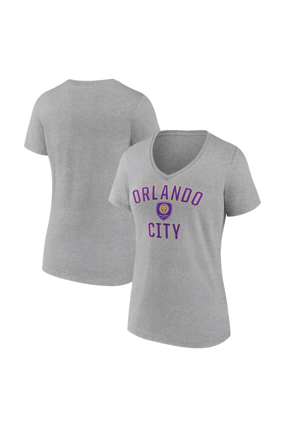 Women's Gray Orlando City SC Victory Arch Logo V-Neck T-Shirt
