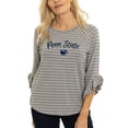 thumbnail image 1 of Women's  Gray Penn State Nittany Lions Renatta Striped Ruffle 3/4-Sleeve T-Shirt, 1 of 2