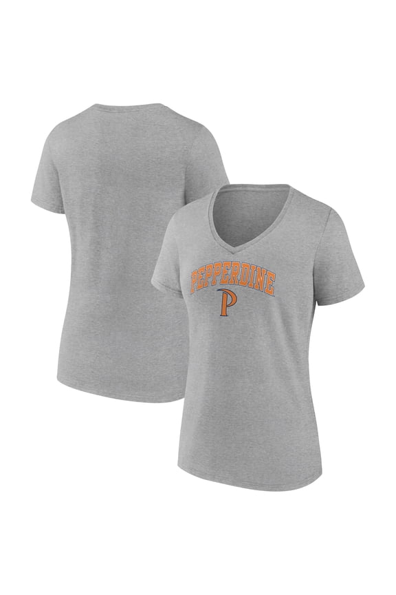 Women's Gray Pepperdine Waves Campus V-Neck T-Shirt