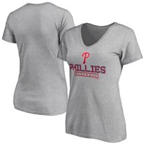 Women's Gray Philadelphia Phillies Evanston Stencil V-Neck T-Shirt