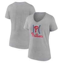 Women's Gray Philadelphia Phillies Fastball V-Neck T-Shirt
