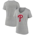 thumbnail image 1 of Women's Gray Philadelphia Phillies Official Logo V-Neck T-Shirt, 1 of 3