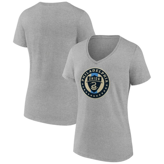 Women's Gray Philadelphia Union Official Logo V-Neck T-Shirt