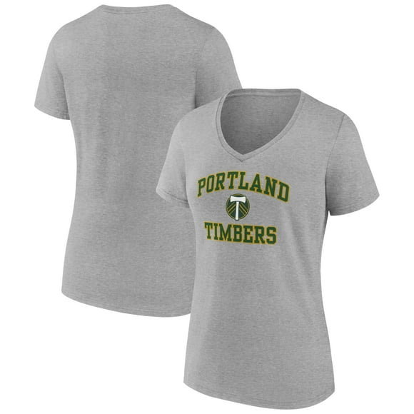 Women's Gray Portland Timbers Heart and Soul V-Neck T-Shirt