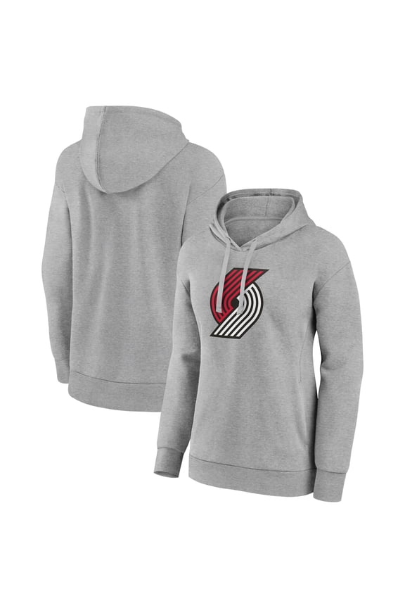 Women's Gray Portland Trail Blazers Primary Logo Pullover Hoodie