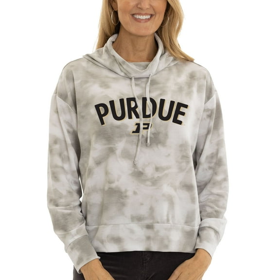 Women's  Gray Purdue Boilermakers Maddie Tie-Dye Tri-Blend Pullover Hoodie