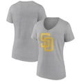 thumbnail image 1 of Women's Gray San Diego Padres Official Logo V-Neck T-Shirt, 1 of 3
