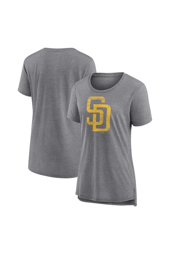 Women's Gray San Diego Padres Weathered Official Logo Tri-Blend T-Shirt