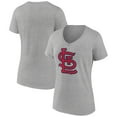thumbnail image 1 of Women's Gray St. Louis Cardinals Official Logo V-Neck T-Shirt, 1 of 3