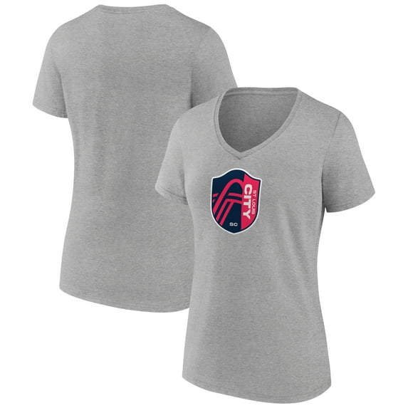 Women's Gray St. Louis City SC Official Logo V-Neck T-Shirt