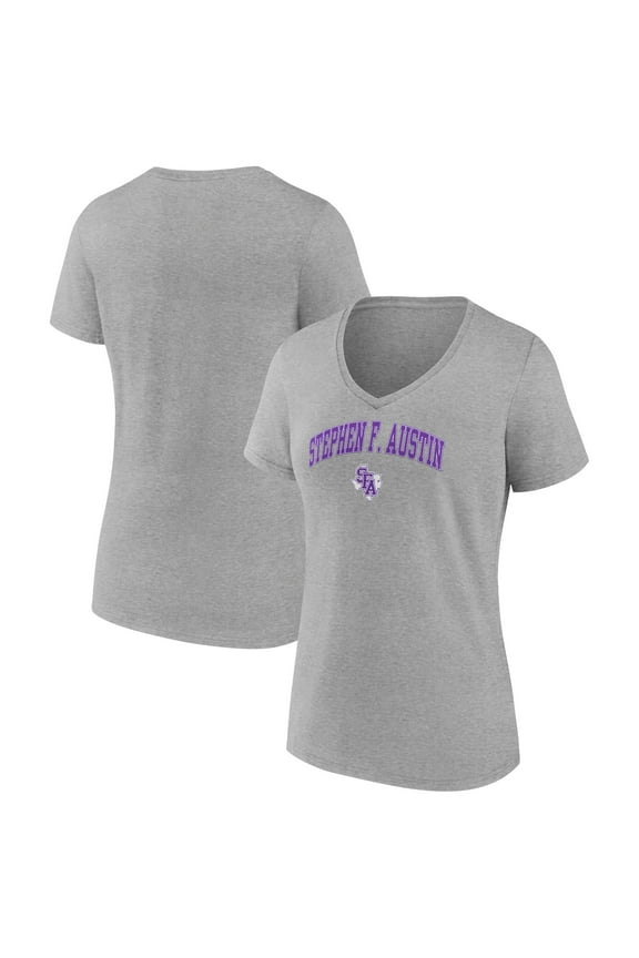 Women's Gray Stephen F Austin Lumberjacks Campus V-Neck T-Shirt