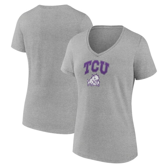 Women's Gray TCU Horned Frogs Campus V-Neck T-Shirt