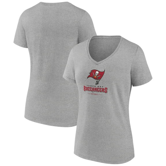 Women's Gray Tampa Bay Buccaneers Logo Team Lockup V-Neck T-Shirt