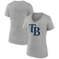 thumbnail image 1 of Women's Gray Tampa Bay Rays Official Logo V-Neck T-Shirt, 1 of 3