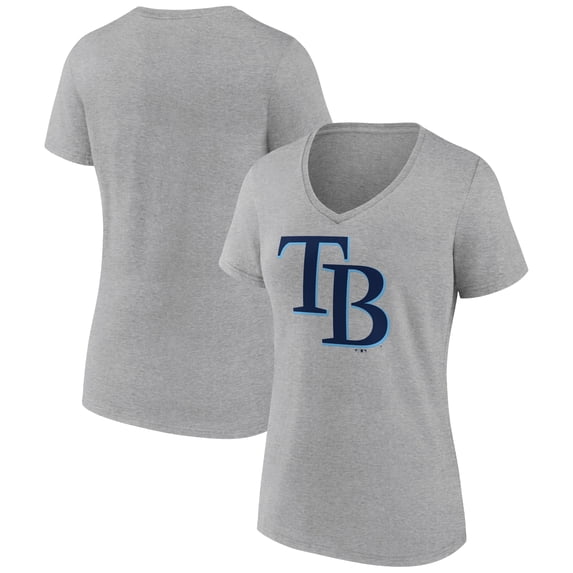 Women's Gray Tampa Bay Rays Official Logo V-Neck T-Shirt