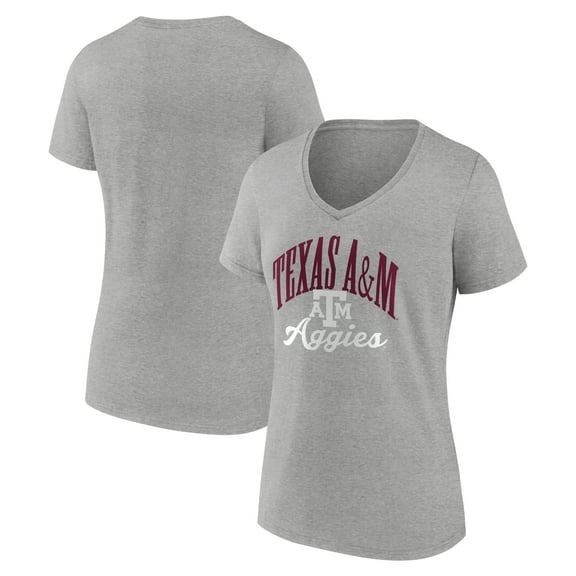 Women's Gray Texas A&M Aggies Victory Script Team V-Neck T-Shirt