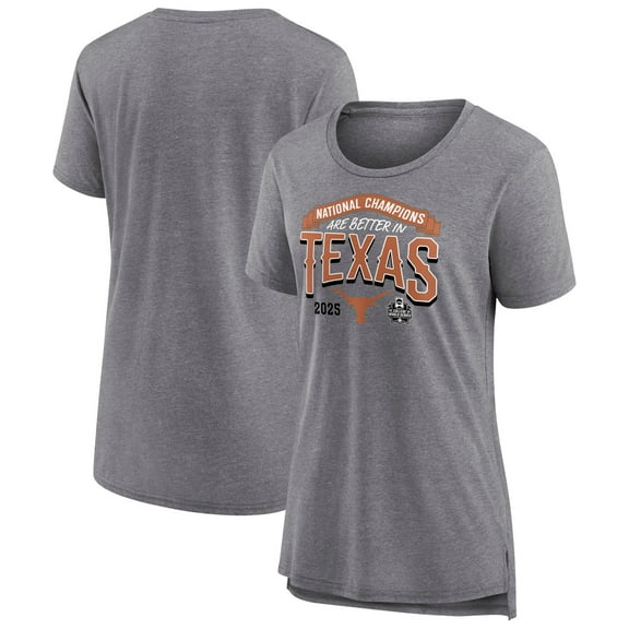 Women's Gray Texas Longhorns 2025 NCAA Softball Women's College World Series Champions Tri-Blend Scoop Neck T-Shirt