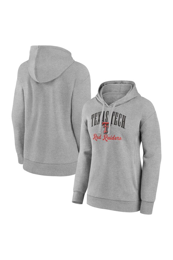 Women's Gray Texas Tech Red Raiders Victory Script V-Neck Pullover Hoodie
