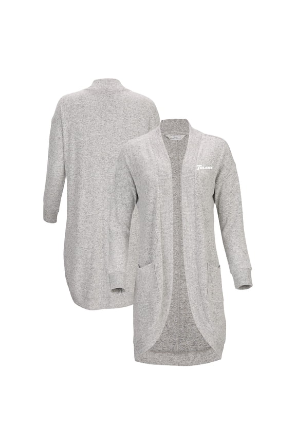 Women's Gray Tulane Green Wave Oversized Cuddle Tri-Blend Cardigan