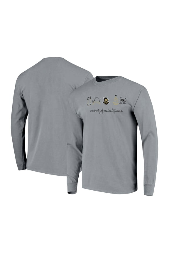 Women's Gray UCF Knights Christmas Elements Comfort Colors Long Sleeve T-Shirt