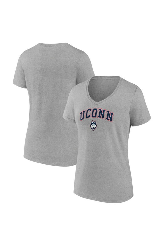 Women's Gray UConn Huskies Campus V-Neck T-Shirt