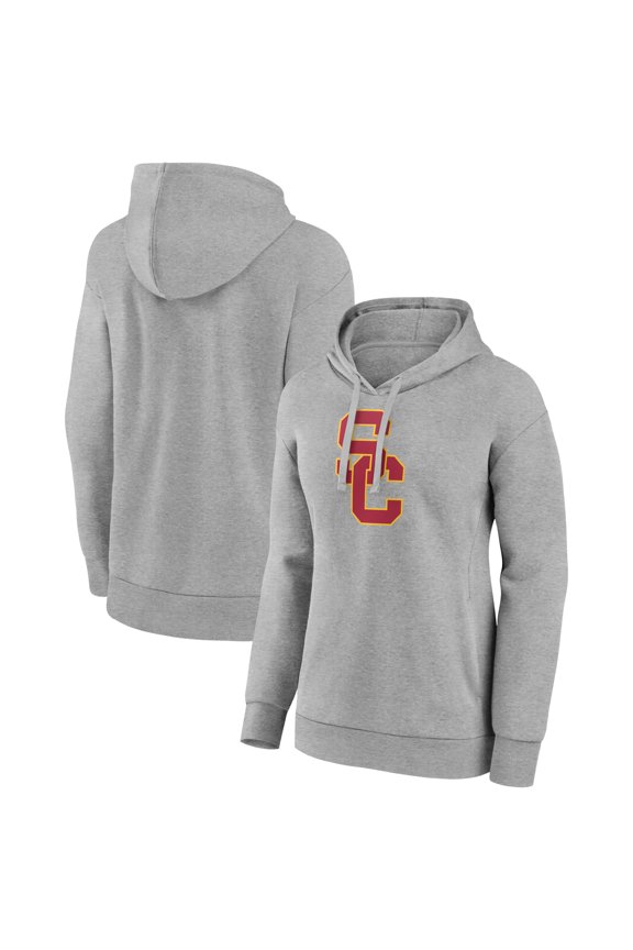 Women's Gray USC Trojans Primary Logo Pullover Hoodie