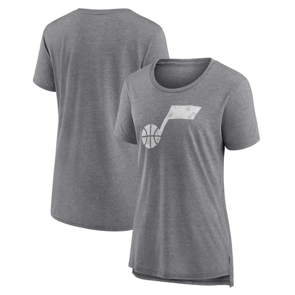 Women's Gray Utah Jazz Distressed Logo Tri-Blend T-Shirt
