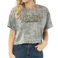 thumbnail image 1 of Women's Gray Vanderbilt Commodores Kimberly Tie-Dye Tri-Blend Cropped T-Shirt, 1 of 2