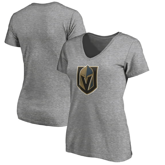 Women's Gray Vegas Golden Knights Primary Logo V-Neck T-Shirt
