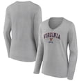 thumbnail image 1 of Women's Gray Virginia Cavaliers Campus Long Sleeve V-Neck T-Shirt, 1 of 3