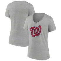 Women's Gray Washington Nationals Official Logo V-Neck T-Shirt