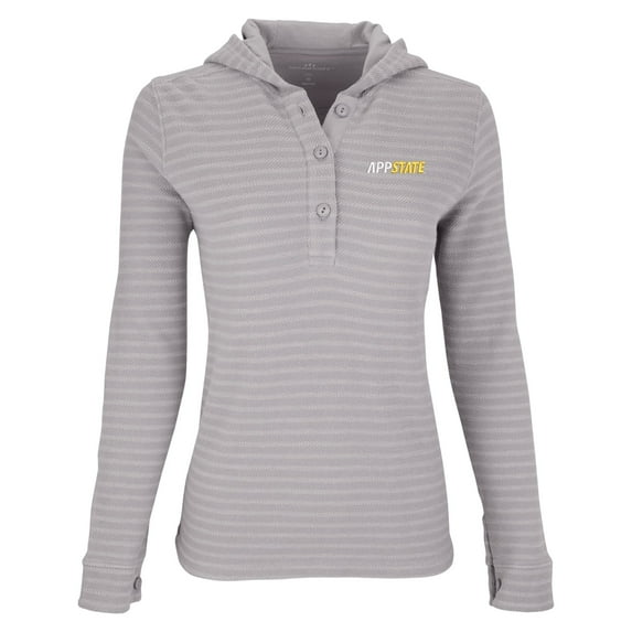 Women's Gray/White Appalachian State Mountaineers Baja Pullover Hoodie