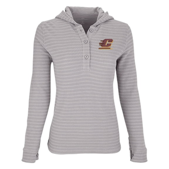 Women's Gray/White Cent. Michigan Chippewas Baja Pullover Hoodie