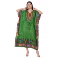 thumbnail image 1 of Women's Green African Long Kaftan Maxi Tunic Caftan Gown Top Night Dress One Size, 1 of 5