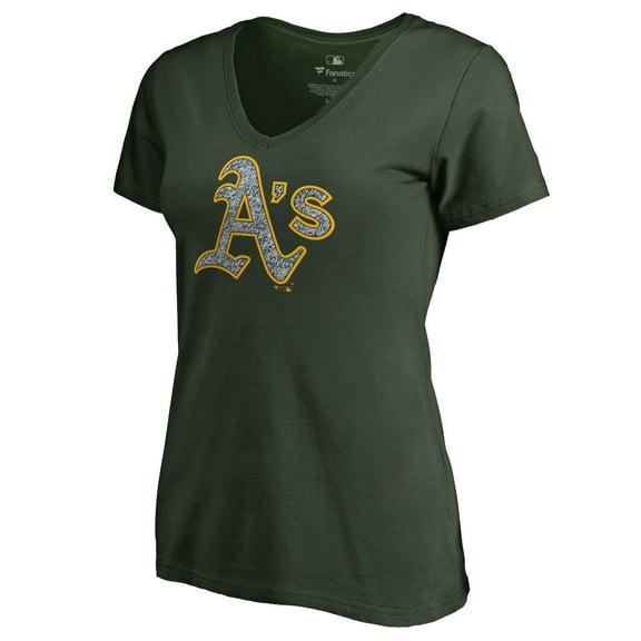 Women's Green Athletics Static Logo V-Neck T-Shirt