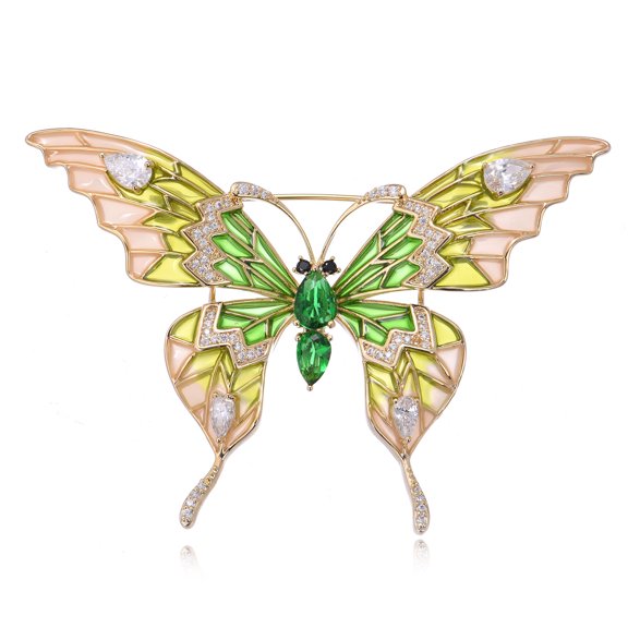 Women’s Green Butterfly Crystal Brooch – Ideal for Holiday, Dancing Party & Ceremony Jewelry