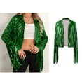 thumbnail image 1 of Women's Green Fringe Jacket Long Sleeve Fringe Jacket Sequin Top for Women, 1 of 4
