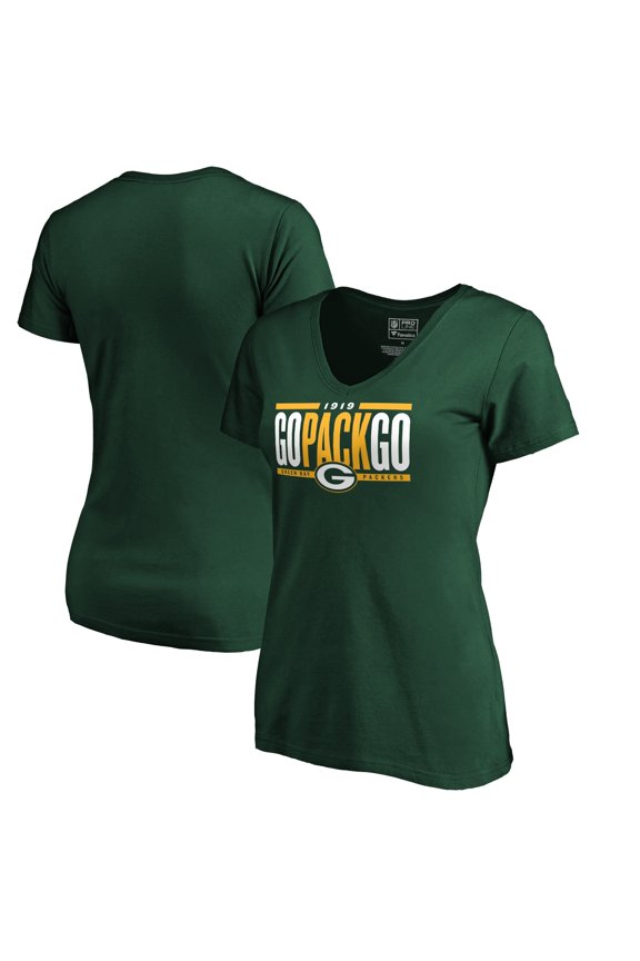 Women's Green Green Bay Packers Hometown Refresh Go Pack Go V-Neck T-Shirt