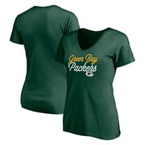 Women's Green Green Bay Packers Long Stride V-Neck T-Shirt