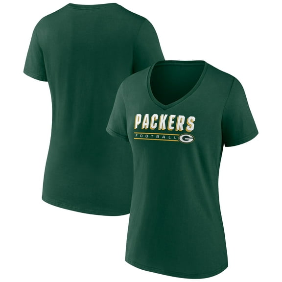 Women's Green Green Bay Packers Primary Play V-Neck T-Shirt