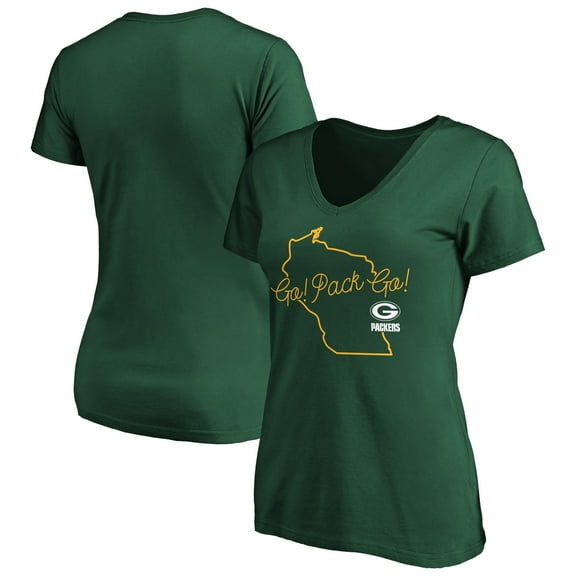 Women's Green Green Bay Packers Script V-Neck T-Shirt
