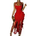 thumbnail image 1 of Women’s Green Halter Bodycon Dress – Ruffled Asymmetrical Hem Summer Party & Cocktail Dress, Sexy & Unique Style, 1 of 8