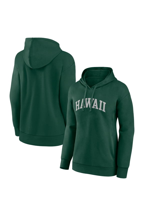 Women's Green Hawaii Rainbow Warriors Arch Pullover Hoodie